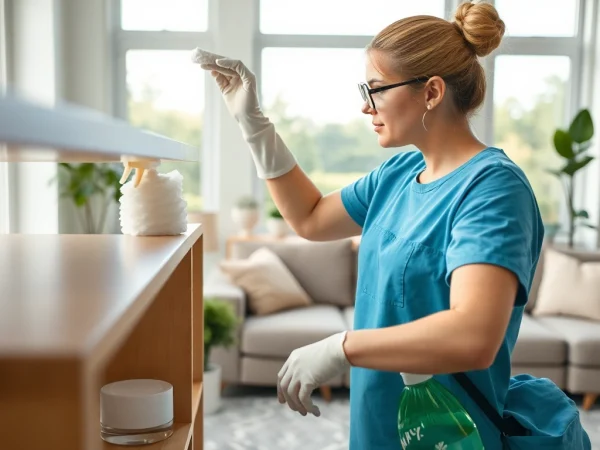Showcasing a professional Cleaning Service in action, emphasizing attention to detail and a fresh environment.