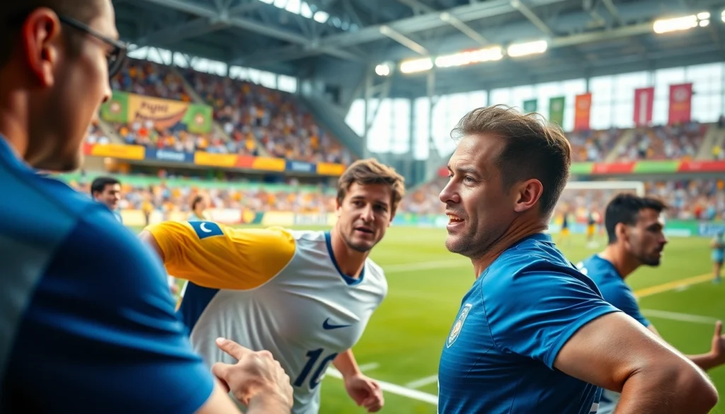 스포츠중계에서 실제 경기를 즐기는 관객과 선수들의 생동감 넘치는 장면