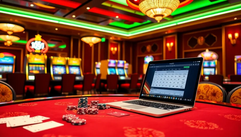 Experience thrilling online gaming at God55 with vibrant casino tables and exciting slot machines.