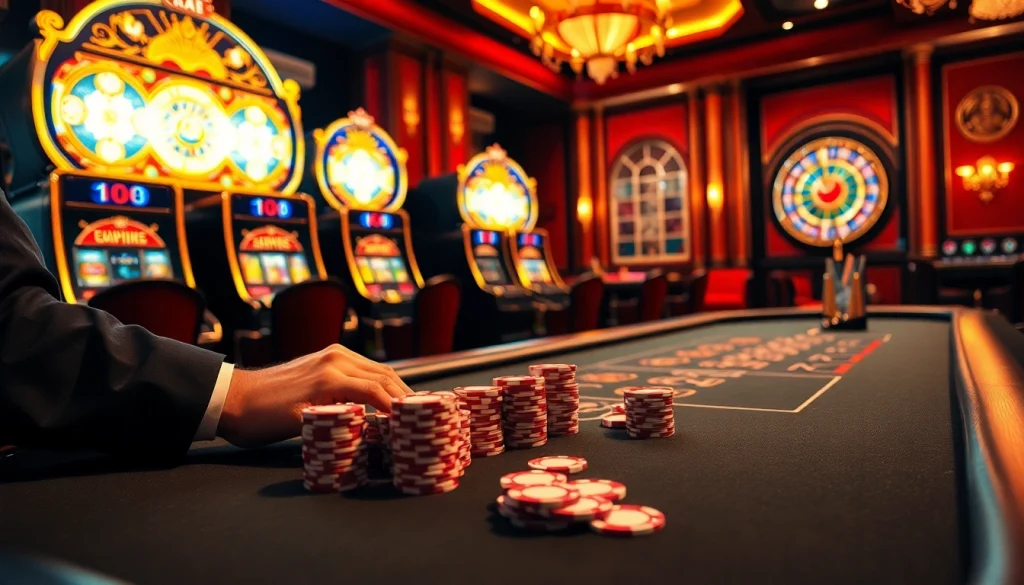 Engaging scene at https://rr88.wales/ with excited players betting at a high-stakes poker table.