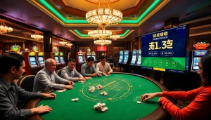 Intense gameplay at a luxurious poker table with vibrant elements related to 여기여.