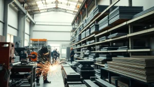 Experience a bustling steel fabrication shop with skilled workers crafting custom metal components.