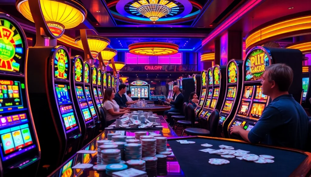 Experience the thrill of Slot Gacor with vibrant slot machines and poker chip excitement.
