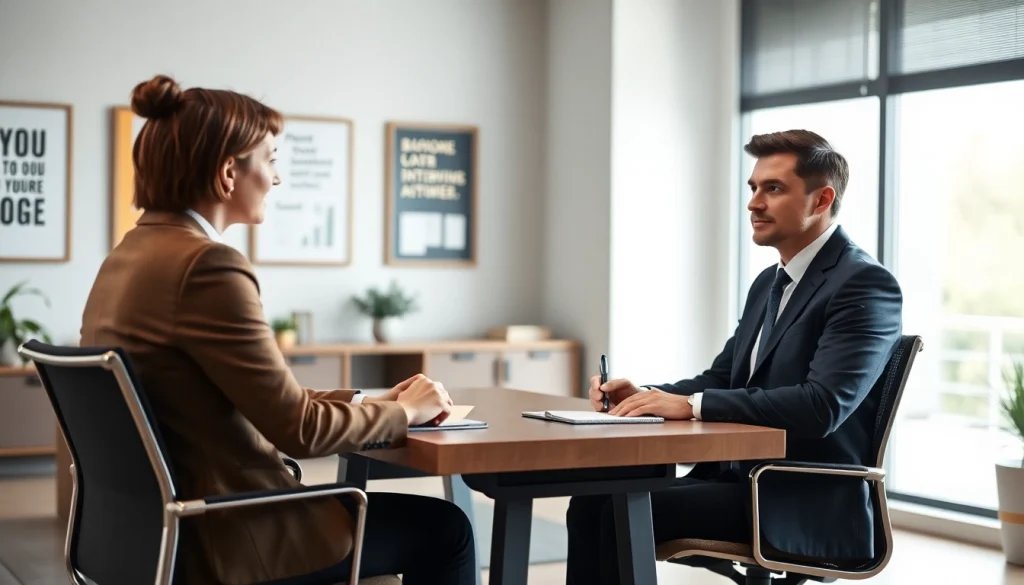 Engaging mock interviews session with a professional candidate and interviewer showcasing skills.