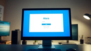 Atera login screen showcasing secure sign-in process on a modern computer.