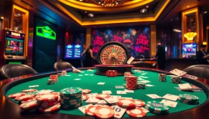 Experience the thrill of gaming at 7m.cn with vibrant casino tables showcasing active bets and lively players.