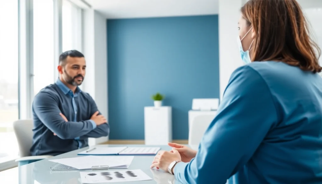 Consultation for hair transplant uk in a bright and professional clinic setting.