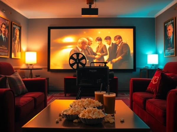 ดูหนังในห้องชมภาพยนตร์ที่บ้านพร้อมโปรเจคเตอร์และบรรยากาศอบอุ่น