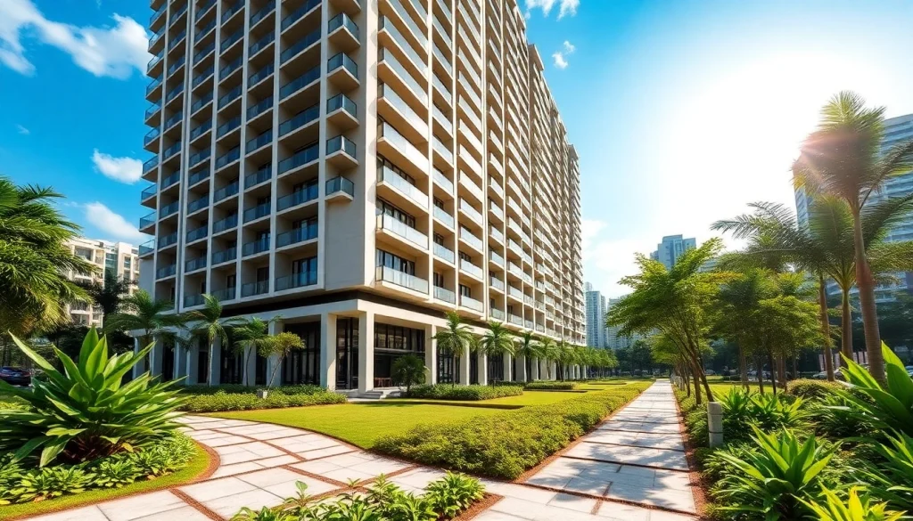 View of the modern Tampines EC showcasing its elegant design and lush surroundings.