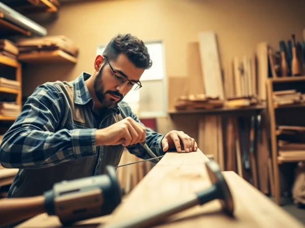 Skilled carpenter creating woodwork in an engaging Carpentry Apprenticeship Near Me.