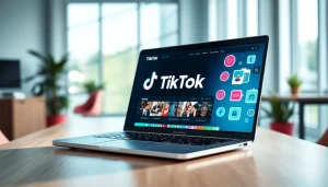 Enhance your TikTok presence with a tiktok smm panel displayed on a vibrant laptop interface.