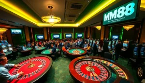 Players enjoying various games at MM88, experiencing excitement in a lavish casino setting.