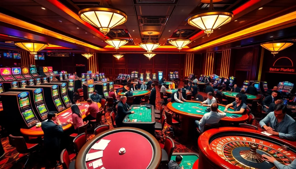 Playing exciting casino games at https://uu88ae.com/, featuring diverse players and vibrant tables.