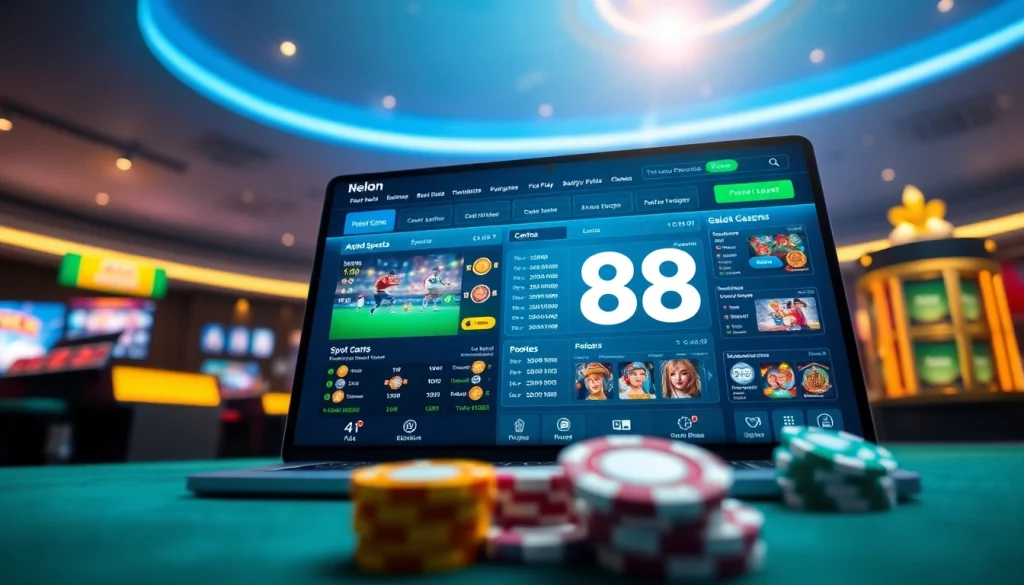 UU 88 online casino interface showcasing interactive betting options and vibrant gaming elements.