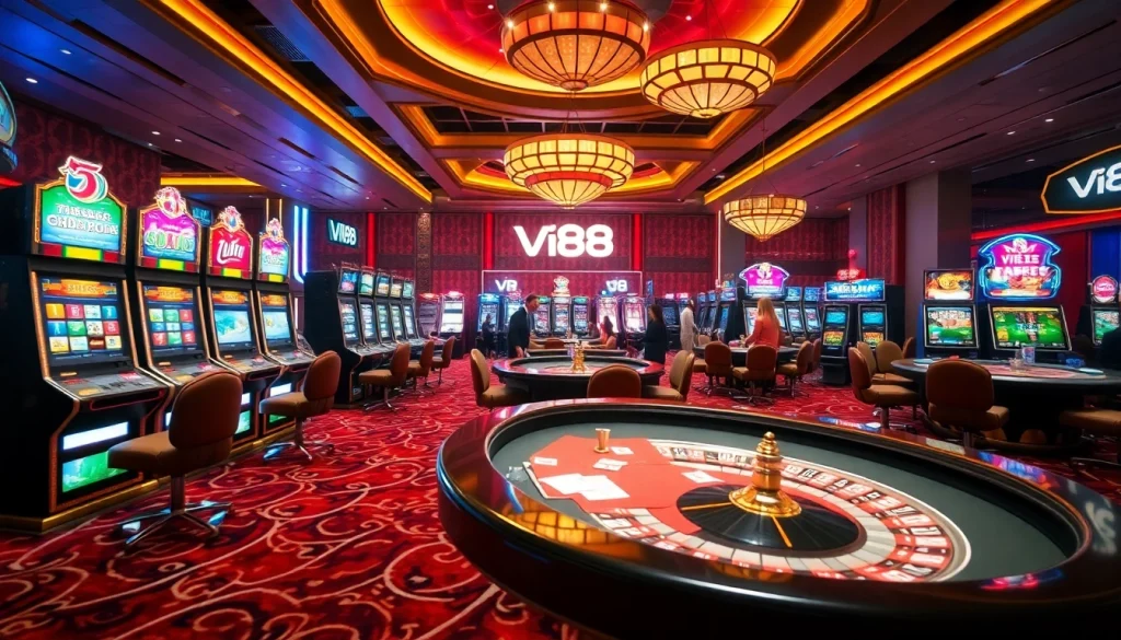 Experience an exhilarating moment at VN88 casino with vibrant gaming options and players enjoying their bets.
