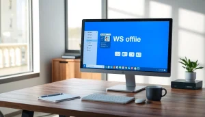wps下载 showcased on a modern office desktop with a sleek computer interface.