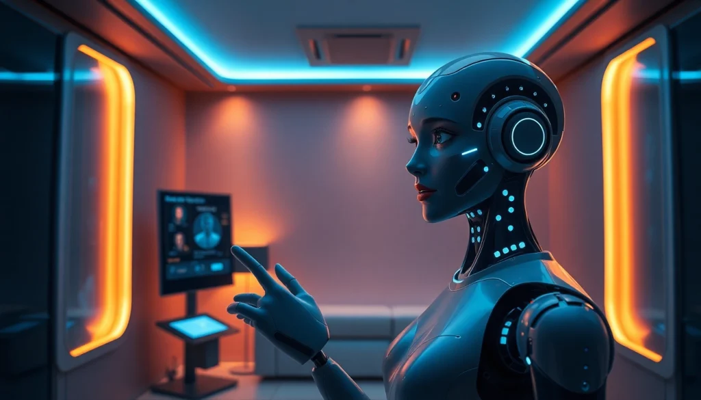 Engaging NSFW character AI interaction in a modern virtual room with dynamic AI companion.