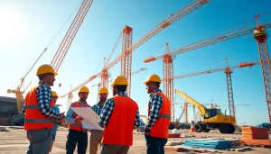 Active construction scene in South Carolina highlighting teamwork and commitment by the construction association south carolina.