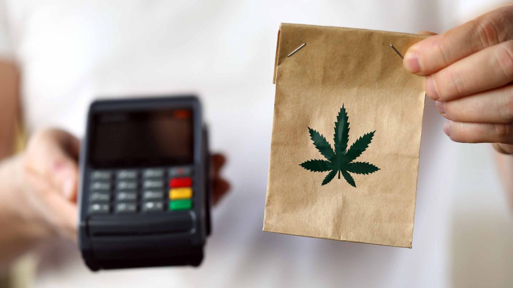 Package delivery with marijuana, payment terminal