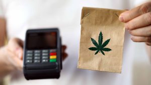 Package delivery with marijuana, payment terminal