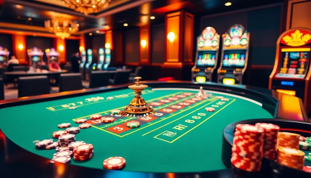 RR88 players engaging in thrilling casino games at a vibrant roulette table.