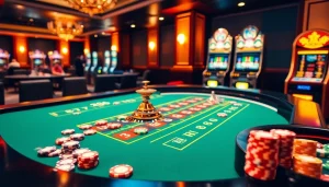 RR88 players engaging in thrilling casino games at a vibrant roulette table.