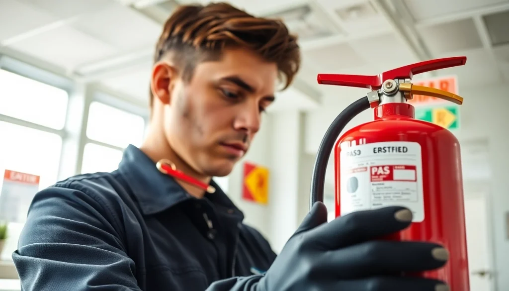 Check and verify the pass fire extinguisher during a professional inspection.