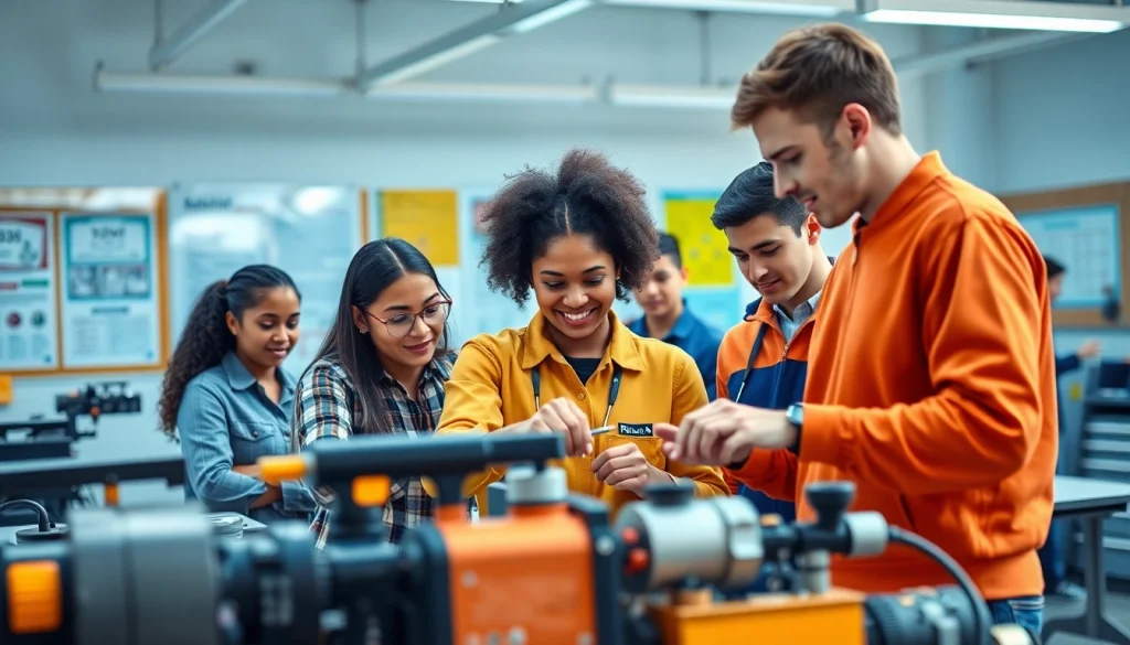 Students at trade schools oahu engage in hands-on learning in a vibrant classroom setting.