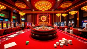 Engaging casino scene featuring vibrant gaming tables and excitement at trang chủ hello88.