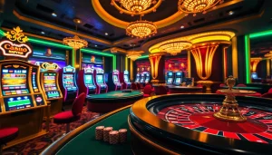 Engaging casino scene showcasing the excitement of Trang game Haywin with vibrant tables and slots.