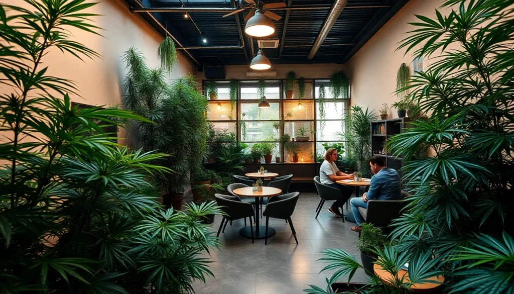 Visiteurs profitent de l'ambiance chaleureuse du The Corner Cannabis Club Madrid.