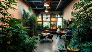 Visiteurs profitent de l'ambiance chaleureuse du The Corner Cannabis Club Madrid.