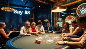 Experience the excitement of Say 88 at a vibrant casino table with passionate players.