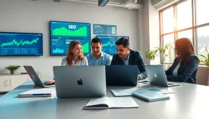 SEO Agentur professionals strategizing for better search visibility in a modern office.