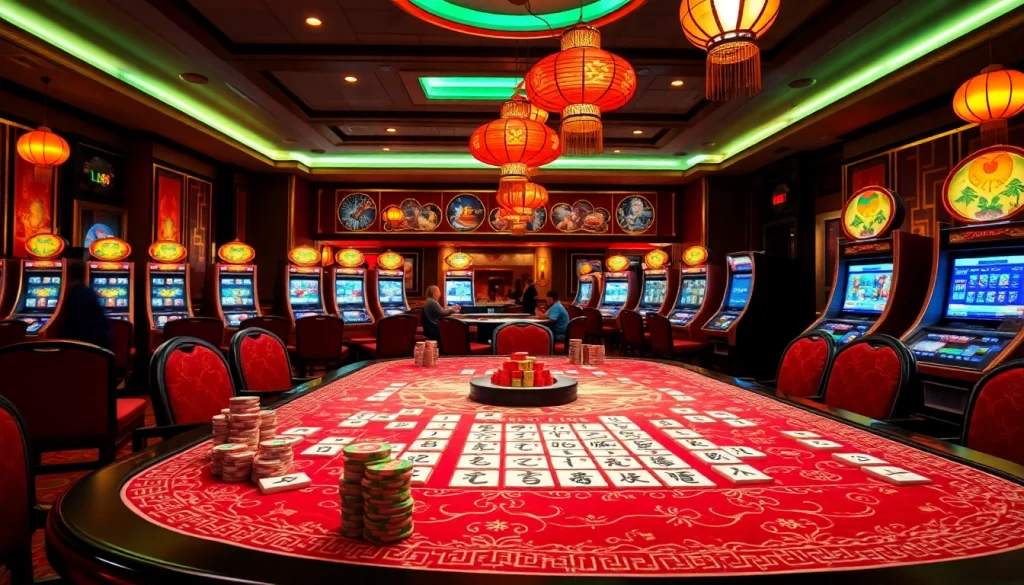 Players enjoying Mahjong Ways 2 at an elegant casino table, rich in vibrant colors.