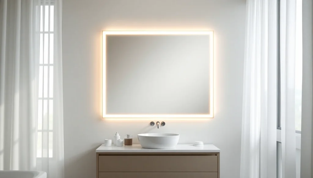 Enhance your space with an elegant bathroom mirror featuring integrated LED lighting, perfect for modern aesthetics.