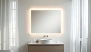 Enhance your space with an elegant bathroom mirror featuring integrated LED lighting, perfect for modern aesthetics.