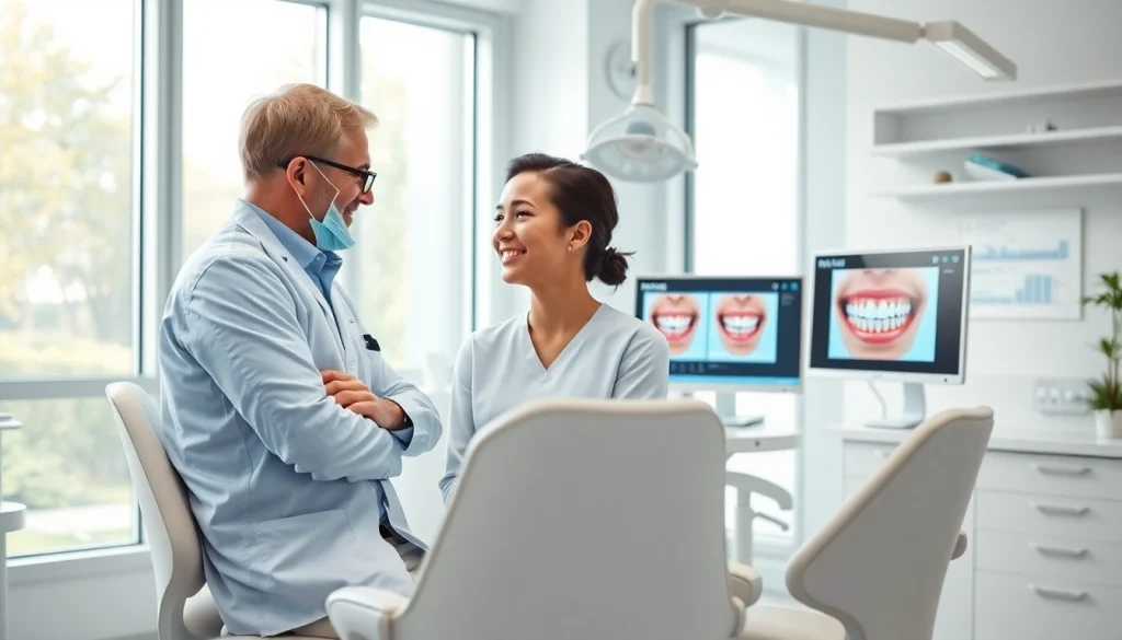 キレイライン矯正 口コミ consultation scene in a modern dental office