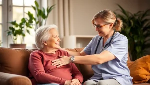 Providing compassionate in home care austin tx in a warm living room setting.