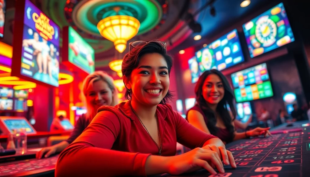 Experience thrilling online gaming at ev88win.live in a vibrant casino setting.