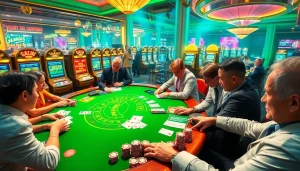 Players engage in an exciting game at 58win casino, showcasing vibrant poker cards and chips.