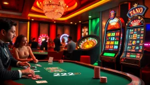 Experience the thrilling atmosphere of 222BD casino gaming with vibrant tables and exciting slot machines.