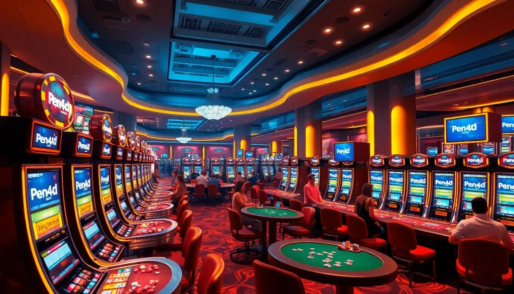 Experience thrilling Pen4d login access amidst luxury slot machines and engaging casino action.