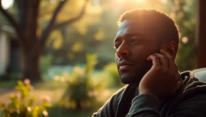 An individual reflecting on anxiety symptoms in a serene outdoor setting.