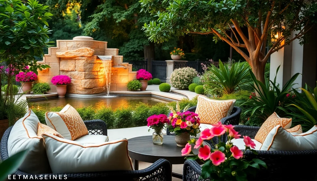 Enhance Wellesley Outdoor Living with a stunning outdoor seating area and lush greenery.