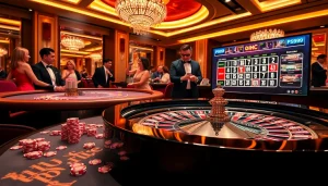 Experience exciting casino action featuring PS99 with roulette and vibrant poker chips.