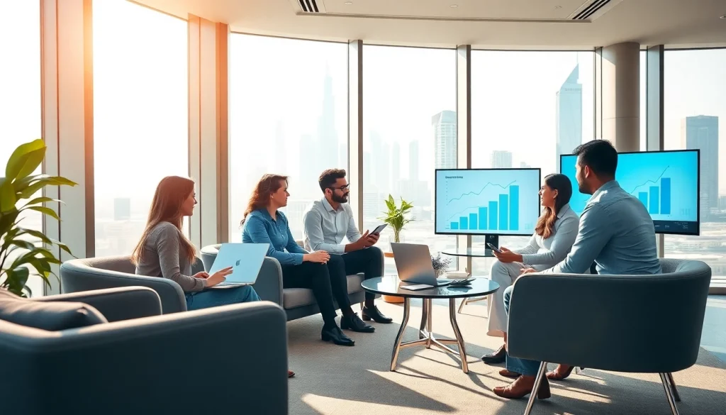 Accounting Services in Dubai: Professionals collaborating in a modern office setting.