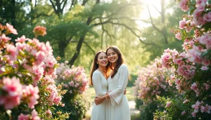 Capture moments with light & airy photography in a vibrant garden setting with a joyful couple.