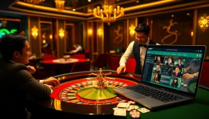 Exciting gaming scene showcasing SHBET with roulette and cards for online gambling.