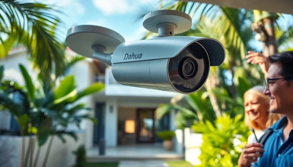Instalación de cámaras Dahua alrededor de una casa en Guanacaste, que muestra soluciones y tecnología de seguridad profesional.